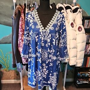 Elegant Blue Floral Dress